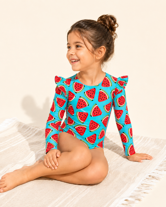 Watermelon - Vestido de baño enterizo manga larga con A