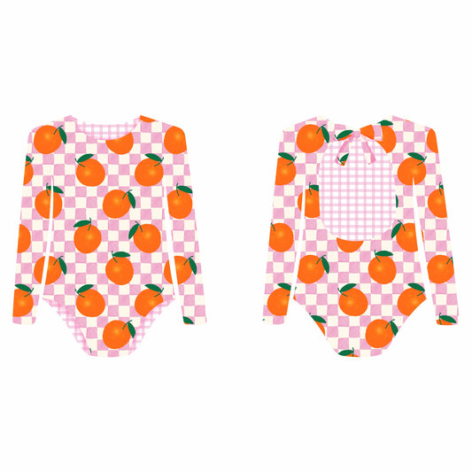 Orange Pop - Vestido de baño enterizo manga larga