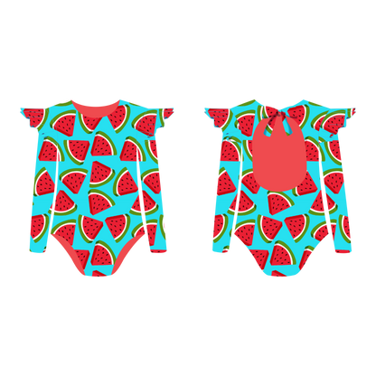 Watermelon - Vestido de baño enterizo manga larga con A