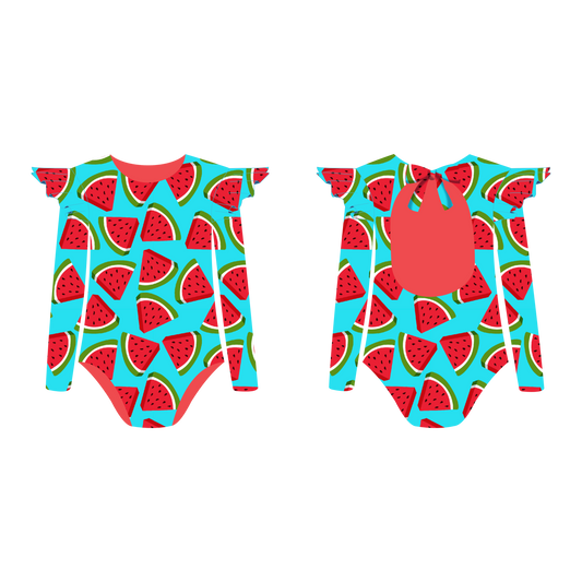 Watermelon - Vestido de baño enterizo manga larga con A