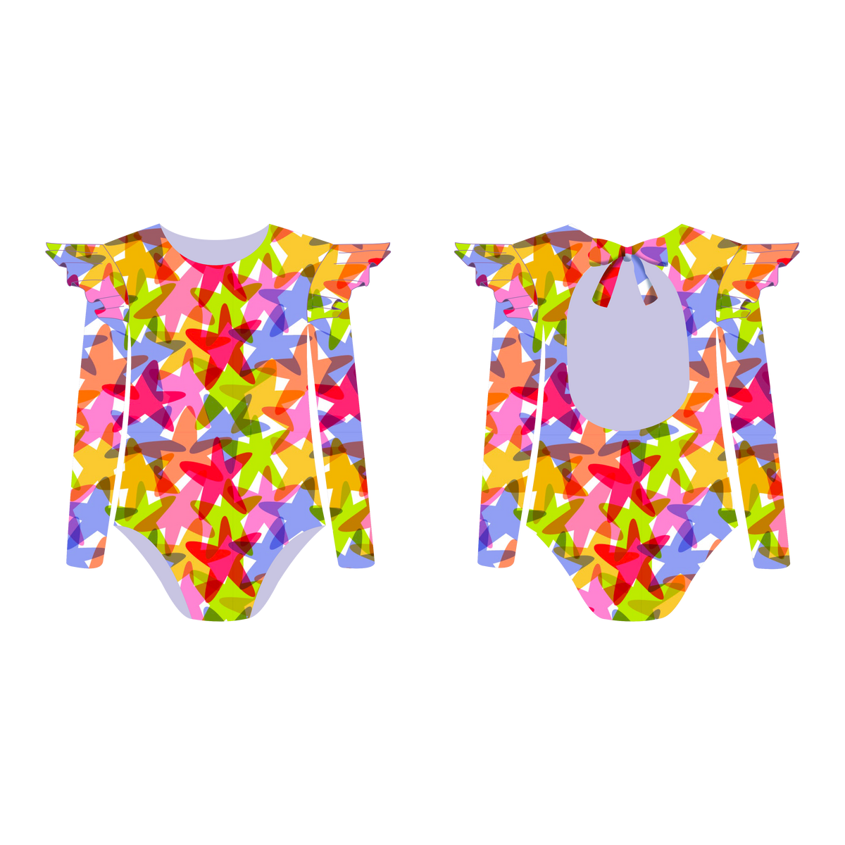 Estrellas Pop - Vestido de baño enterizo manga larga con A