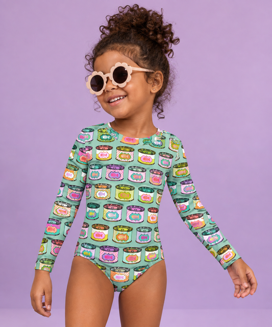Enlatado Pop - Vestido de baño enterizo manga larga