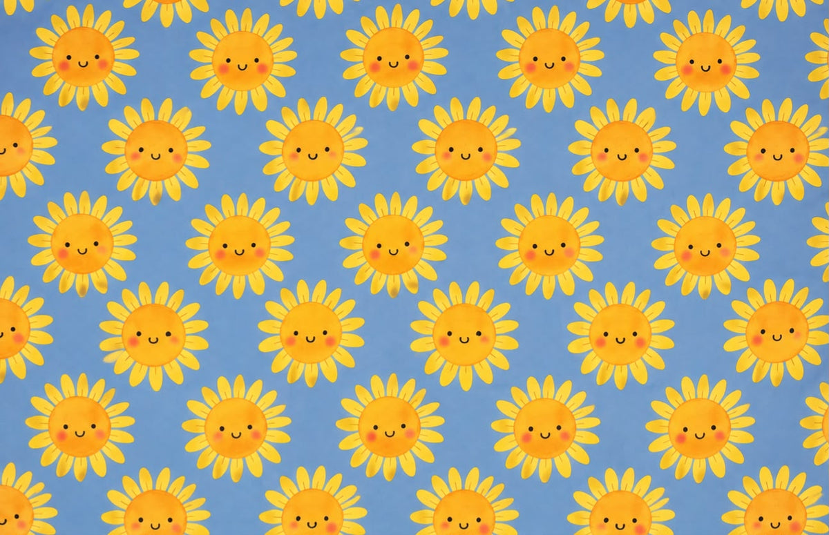Sunny Flower Azul  - Vestido de baño enterizo manga larga con A