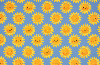 Sunny Flower Azul  - Vestido de baño enterizo manga larga con A