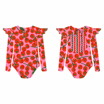 Tomatina Pop - Vestido de baño enterizo manga larga con A