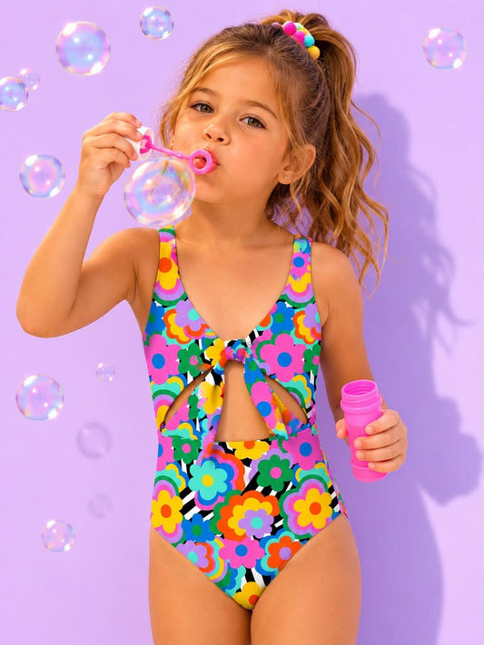 Flores Pop - Vestido de baño entero sin mangas strap reversible