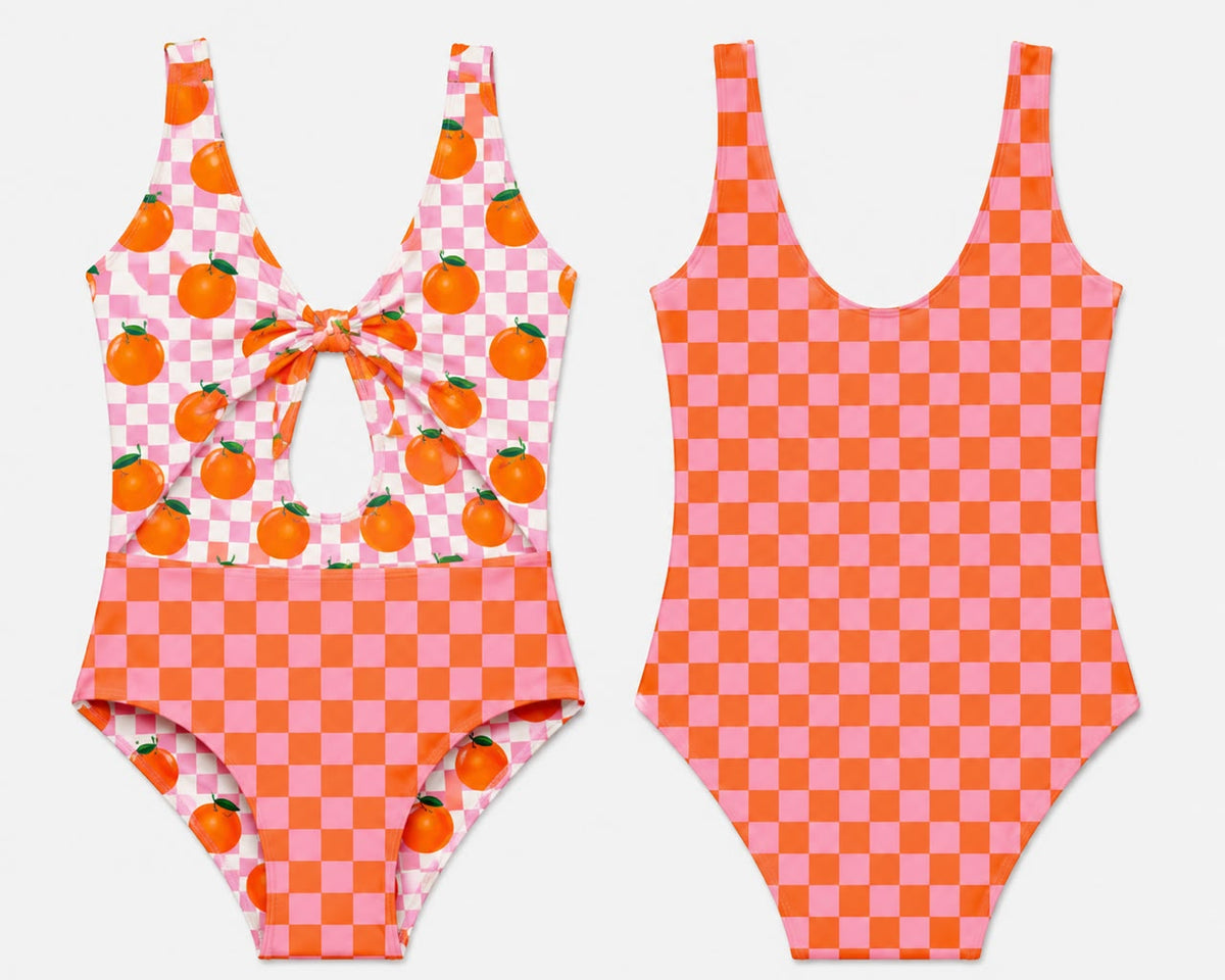 Orange Pop - Vestido de baño entero sin mangas strap reversible